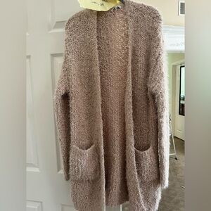 White Birch Fuzzy Taupe Cardigan